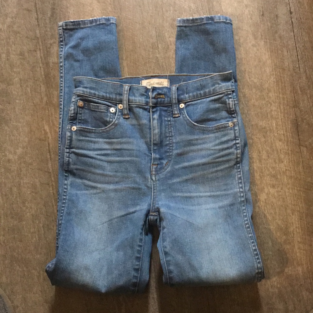 24 madewell light blue jeans 10 inch high waisted
